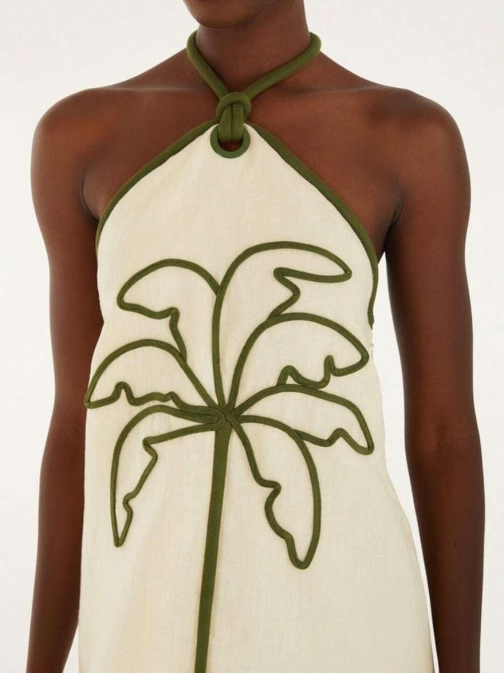 FARM RIO Palm Tree Embroidered Halter Neck Mini Dress - NWT - Size Small - Picture 4 of 14